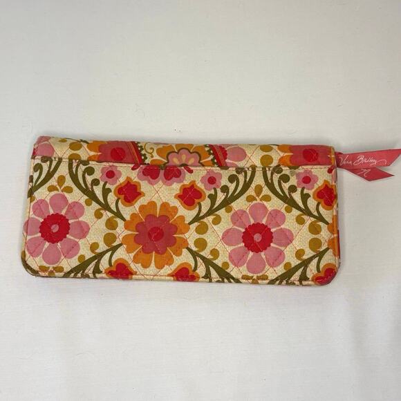 Vera Bradley Folkloric Travel Wallet Organizer Pink Green Floral Retired 2011 - Picture 2 of 11